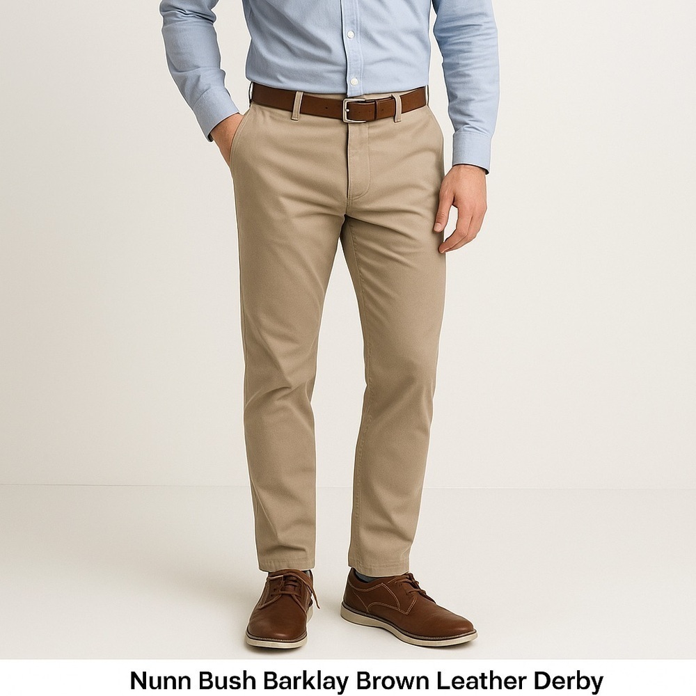 Nunn Bush Barklay Men’s Brown Leather Plain Toe Oxford Casual 8.5M Preppy Dress